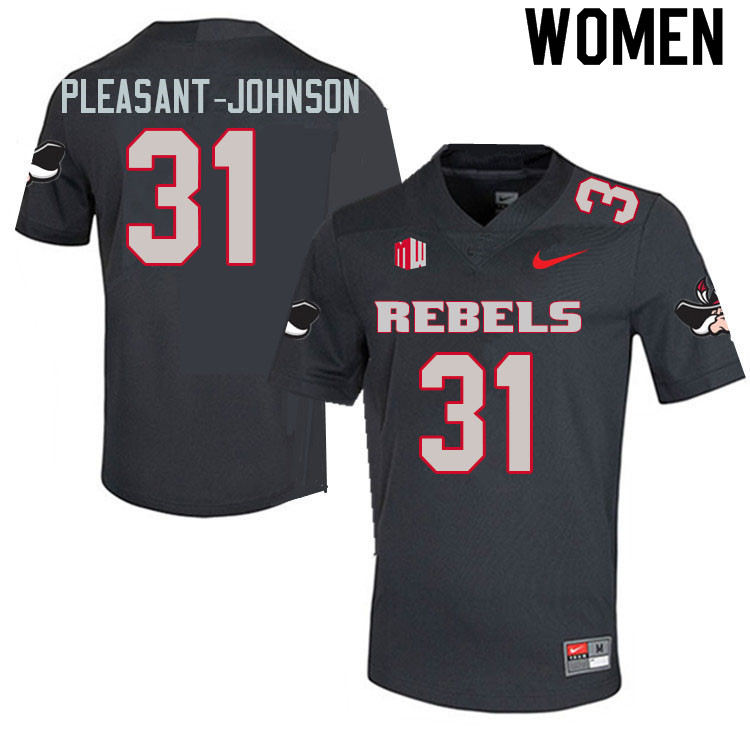 Women #31 Lacarea Pleasant-Johnson UNLV Rebels College Football Jerseys Sale-Charcoal - Click Image to Close